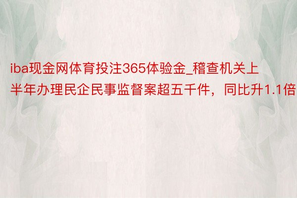 iba现金网体育投注365体验金_稽查机关上半年办理民企民事监督案超五千件，同比升1.1倍