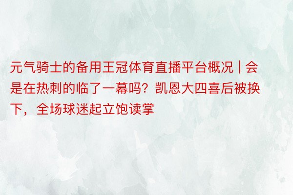 元气骑士的备用王冠体育直播平台概况 | 会是在热刺的临了一幕吗？凯恩大四喜后被换下，全场球迷起立饱读掌