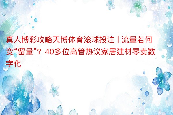 真人博彩攻略天博体育滚球投注 | 流量若何变“留量”？40多位高管热议家居建材零卖数字化